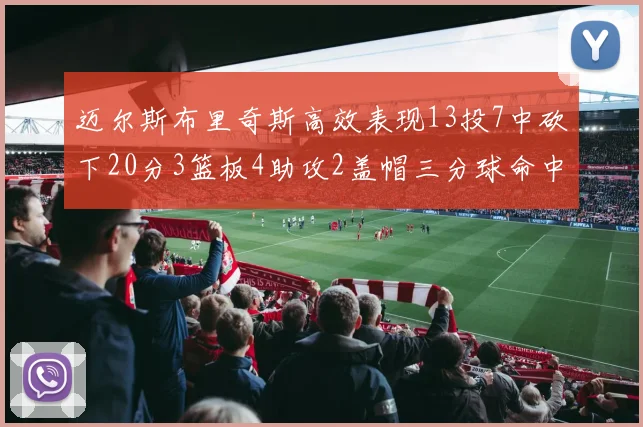 迈尔斯布里奇斯高效表现13投7中砍下20分3篮板4助攻2盖帽三分球命中率出色